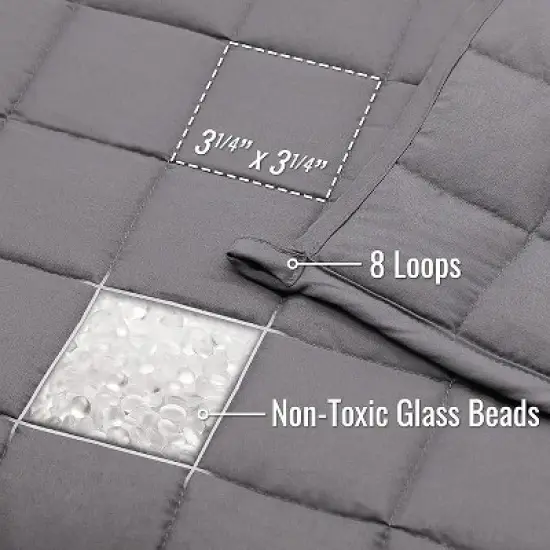 DMI 17 lb Weighted Blanket &ndash; Queen 80x60, Soft Microfiber with Glass Beads, Breathable Grey image {1}