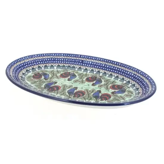 Blue Rose Polish Pottery 205 Ceramika Artystyczna Large Oval Platter image {13}