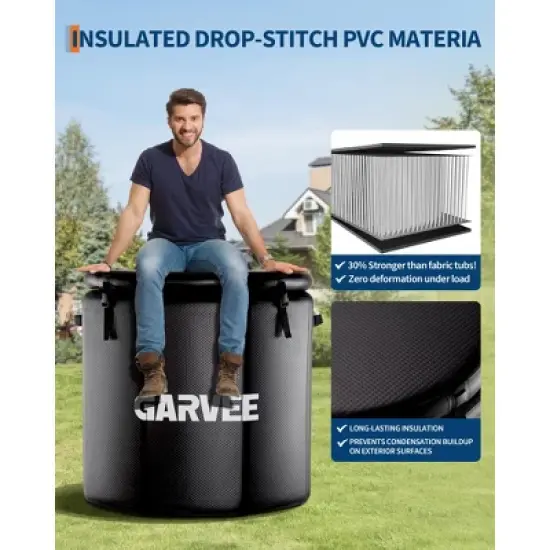 186-Gallon Ice Bath Tub for Athletes, Inflatable Cold Tub-Portable Cold Plunge with Insulated Lid, Fits Water Chillers,Black image {4}