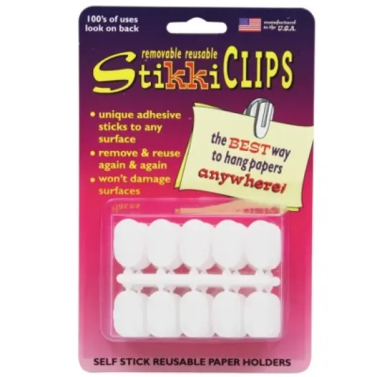 StikkiWorks StikkiCLIPS&trade; Adhesive Clips, White, Pack of 30 image {1}