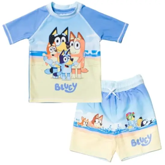Bluey Bingo Dad Mom Pullover Rash Guard and Swim Trunks Outfit Set Toddler image {11}