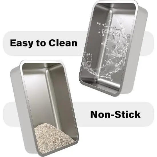 Ridstar Medium Stainless Steel Cat Litter Box for Cats & Rabbits-Silver image {2}