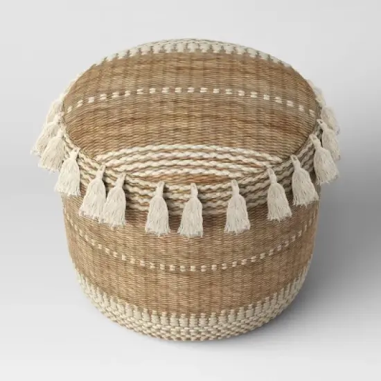 Gemma Pouf Jute Striped/Tassels Natural - Opalhouse&trade; image {2}