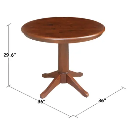 36" Oscar Round Top Pedestal Table Dining Height Espresso - International Concepts image {2}