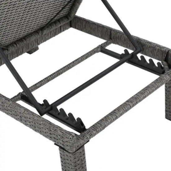 Chaise Lounge with Cushioned Seat and Adjustable Backrest, Rattan Chaise Lounge Chair for Patio or Poolside-Maison Boucle image {6}