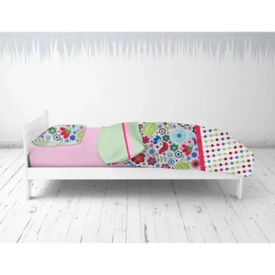 Bacati - Botanical Pink Multicolor 3 pc Toddler Sheet Set image {3}