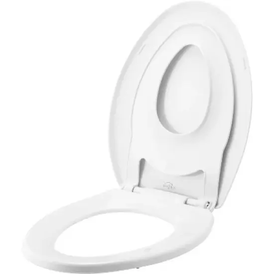 Mayfair by Bemis Little2Big Never Loosens Elongated Plastic Children's Potty Training Toilet Seat with Slow Close Hinge - White image {2}