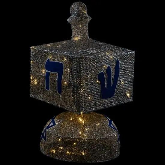 Northlight LED Lighted  Dreidel Outdoor Decoration - 37" - Clear Lights - Silver image {2}