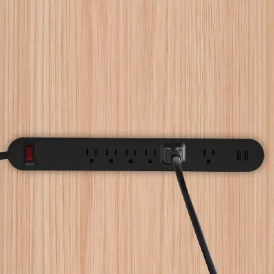 Globe Electric 4' 6 Outlet Extension Cord Black image {2}