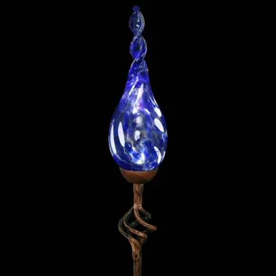 36" Pearlized Glass Solar Flame Stake Blue - Exhart image {10}