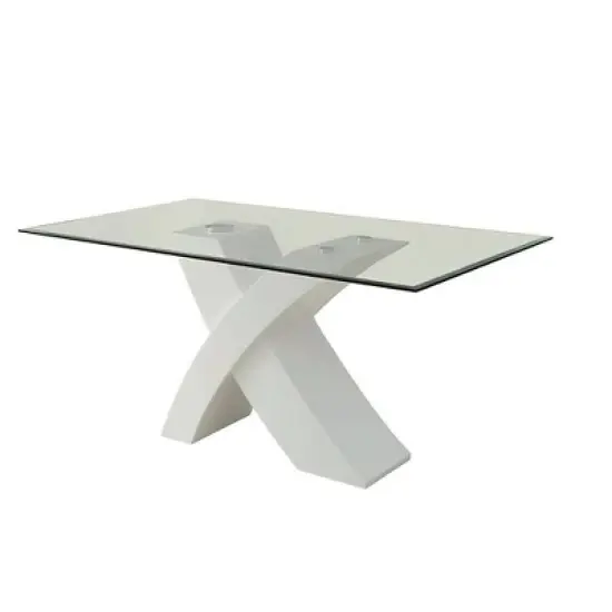 60" Pervis Dining Table White/Clear Glass - Acme Furniture image {1}