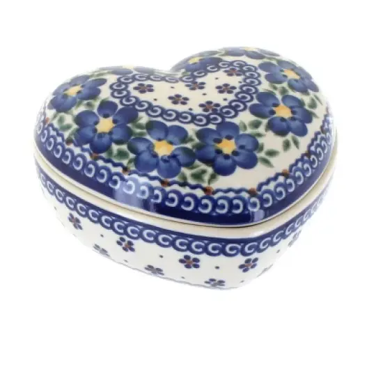 Blue Rose Polish Pottery 124 Vena Large Heart Box image {12}