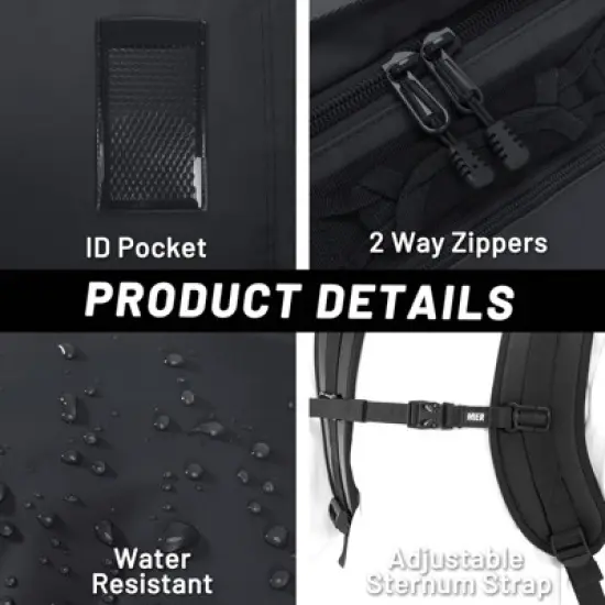 Large Duffel Backpack Sports Gym Bag with Shoe Compartment, Heavy Duty and Water Resistant, Black, 45L image {5}