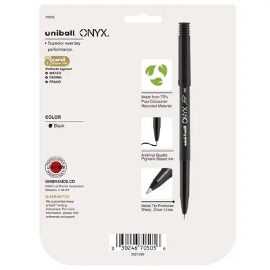 uniball 18ct Onyx Rollerball Pens Black Fine Point 0.7mm Black Ink: Fade-Resistant, School Supplies, Pocket Clip image {6}
