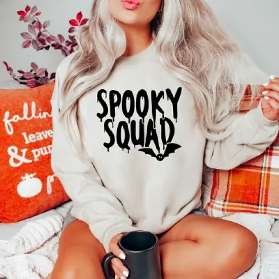 Simply Sage Market Women's Graphic Sweatshirt Spooky Squad Bat image {1}