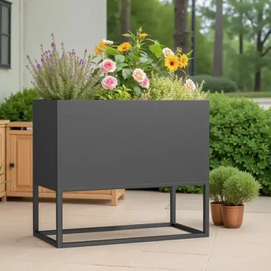 Wooakway Outdoor/Indoor/Decor Metal Elevated Raised Garden Bed Planter Box Planter Pots Cachepot Nursery Pot image {6}