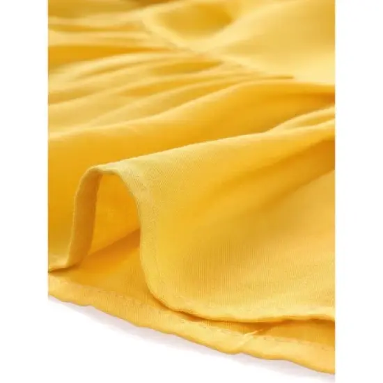 Allegra K Women's Button Decor High Waist Solid Color Asymmetrical Ruffle Skirt image {5}