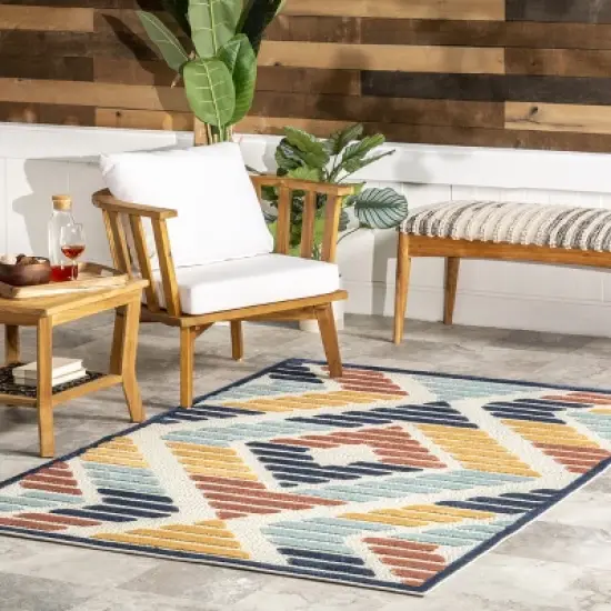 nuLOOM Brinn Geometric Striped Indoor/Outdoor Patio Area Rug image {1}