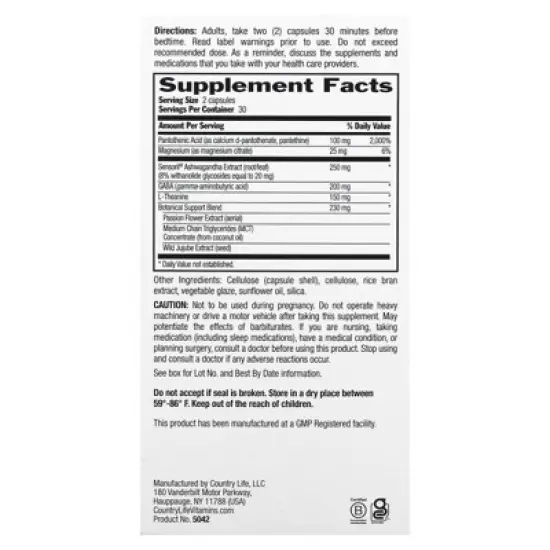 Country Life Stress Shield Nighttime, Triple Action, 60 Vegan Capsules image {1}