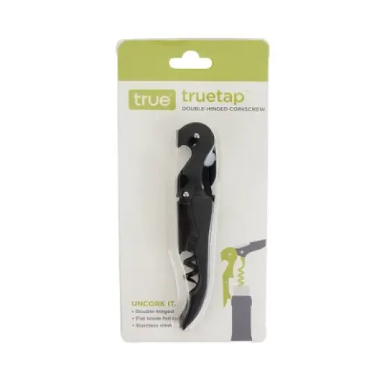 True TrueTap Double Hinged Waiter&rsquo;s Corkscrew, Matte Black Wine Bottle Opener with Foil Cutter, Wine Key image {7}
