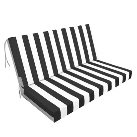 Outdoor Deep Seat Cushions for Patio Furniture &ndash; Striped Double Seat Set (1 Seat + 2 Back Cushions) &ndash; Removable Covers image {2}