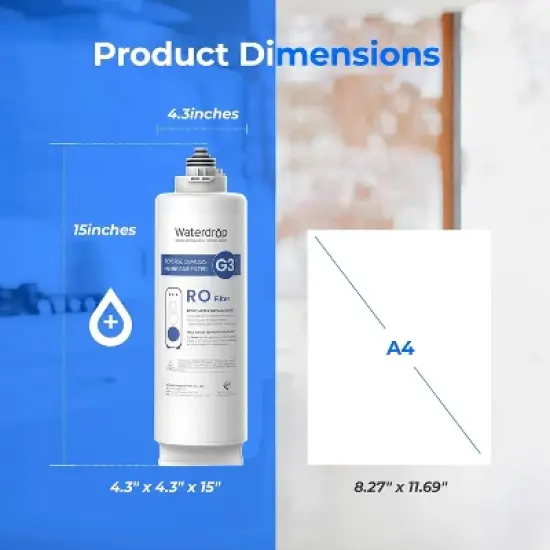 Waterdrop WD-G3-N2RO Replacement Filter, NSF/ANSI 372 Certified, Replacement for WD-G3-W 400 GPD Reverse Osmosis System, 2-year Lifetime image {5}