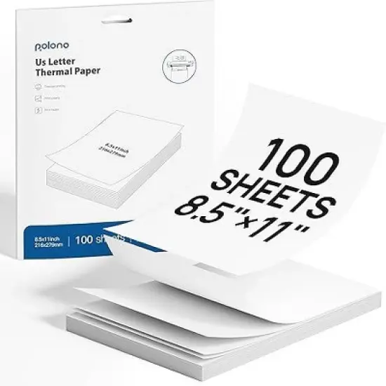 POLONO D810 Bluethooth Thermal Printer Support for 8.5"x11" US Letter, Inkless Printer Compatible with iOS, Android, Laptop for Office, Car and Home image {6}