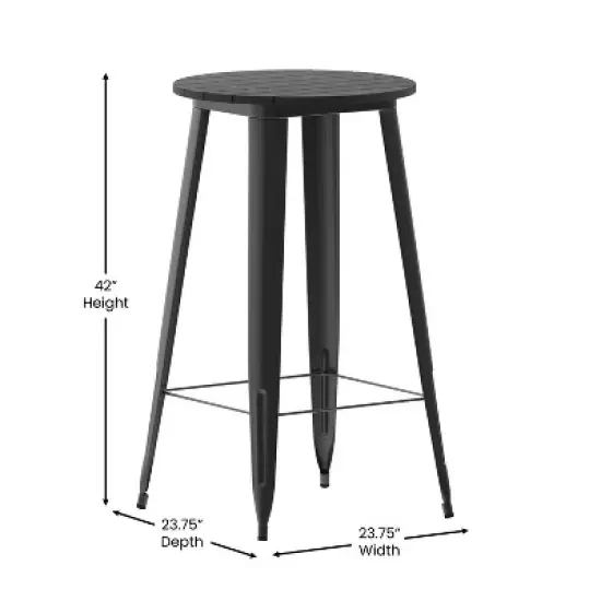 Flash Furniture Declan Commercial Indoor/Outdoor Bar Top Table, 23.75" Round All Weather Poly Resin Top with Steel base image {5}