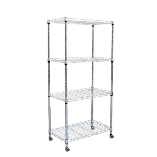 Mind Reader Adjustable 4-Tier Heavy Duty Utility Rolling Cart and Mobile Chrome Steel Shelf Organizer image {6}