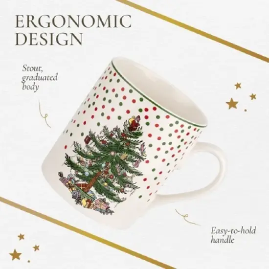Spode Christmas Tree Polka Dot Mug, 16-Ounce Ceramic Cup with Handle - Festive Holiday Design - Microwave, Dishwasher, Freezer Safe image {4}