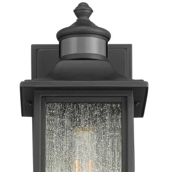 John Timberland Mission Outdoor Wall Light Fixtures Set of 2 Black Motion Sensor 16 1/2" Seeded Glass for Post Exterior Barn Deck image {2}