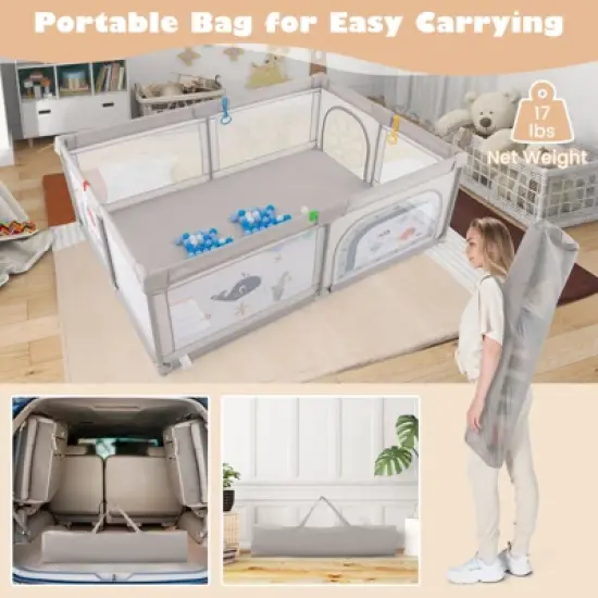 Infans Large Baby Playpen Kids Play Yard Activity Center 81" x 57.5" image {7}