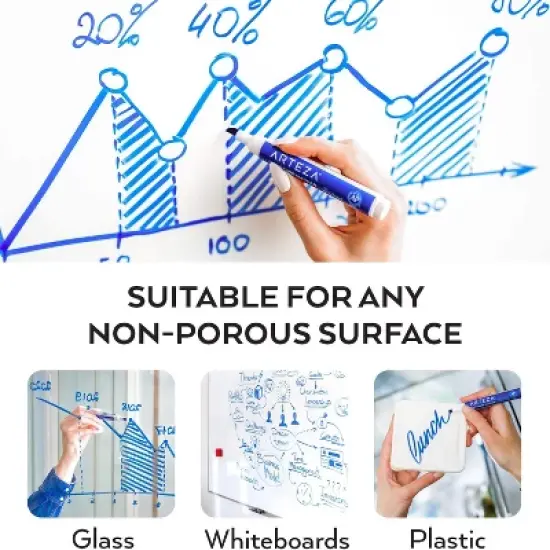 Arteza Dry Erase Markers, Chisel Tip, Blue for School - 36 Pack image {4}