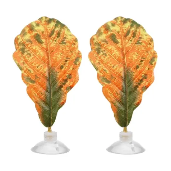 Unique Bargains Betta Fish Leaf Pad Hammock Plants for Fish Tank Green Red 4.13"x2.36" image {6}