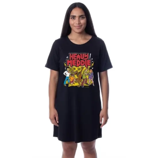 Scooby-Doo Womens' The Gang Heavy Meddle Nightgown Sleep Pajama Shirt Black image {3}