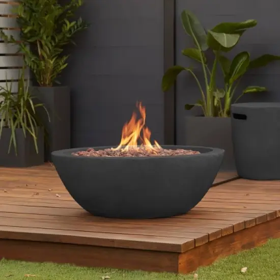 Riverside Fire Bowl Shale - Real Flame: Outdoor Entertainment, Propane Gas, Lava Rock, Weather-Resistant image {5}