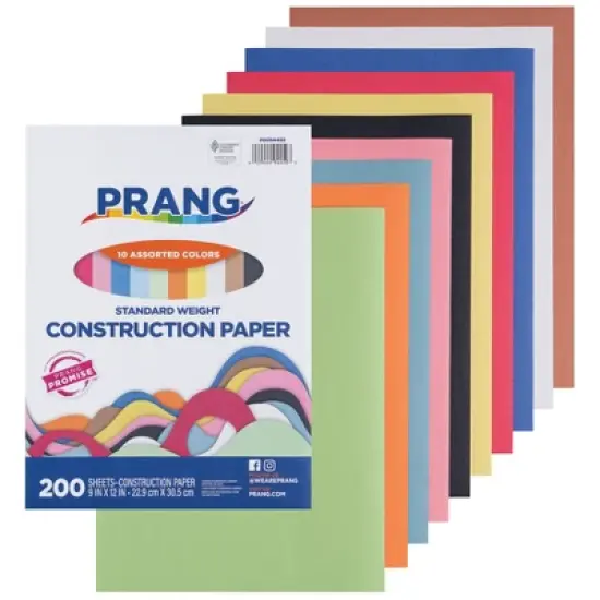 Prang&reg; Construction Paper, Standard Weight, 10 Assorted Colors, 9" x 12", 200 Sheets image {1}