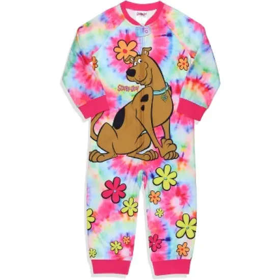 Scooby-Doo Toddler Girls' Tie-Dye Flower Union Suit Footless Sleep Pajama Multicolored image {3}