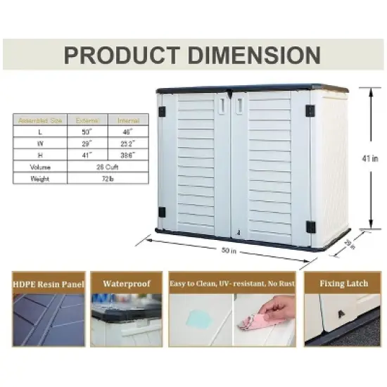 Decksplore 34 Cubic Feet Multi-Purpose Outdoor Storage - Dumpster Storage Shed Patio Gardening Shelves image {7}