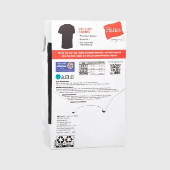 Hanes Boys' 3pk SuperSoft Crew T-Undershirts - Black/White/Gray image {2}