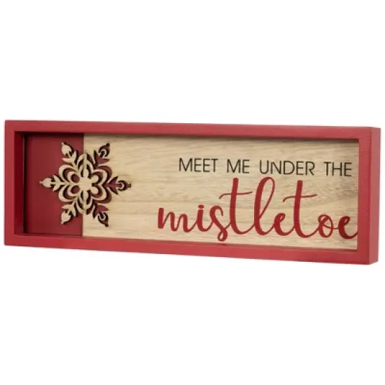 Northlight Framed "Meet Me Under the Mistletoe" Christmas Wall Decoration - 11.75" - Red image {3}