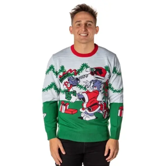 Tom And Jerry Men's Surprise Christmas Present Ugly Sweater Knit Pullover image {7}