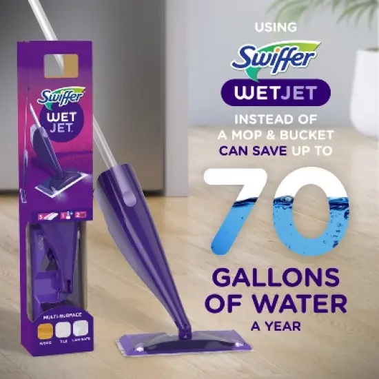 Swiffer WetJet Floor Mop Starter Kit (1 Spray Mop, 5 Mopping Pads, 1 Floor Cleaner Liquid Solution) image {1}