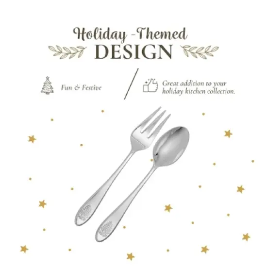 Spode Christmas Tree Salad Servers (Set of 2) - 10 Inch Flatware Serving Spoon & Fork, Festive Holiday Tableware, Stainless Steel - Dishwasher Safe image {2}
