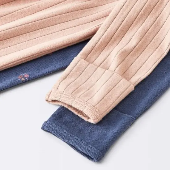 Baby Girls' 2pk Cozy Wide Ribbed Floral Sleep N' Play - Cloud Island&trade; Pink/Blue image {3}