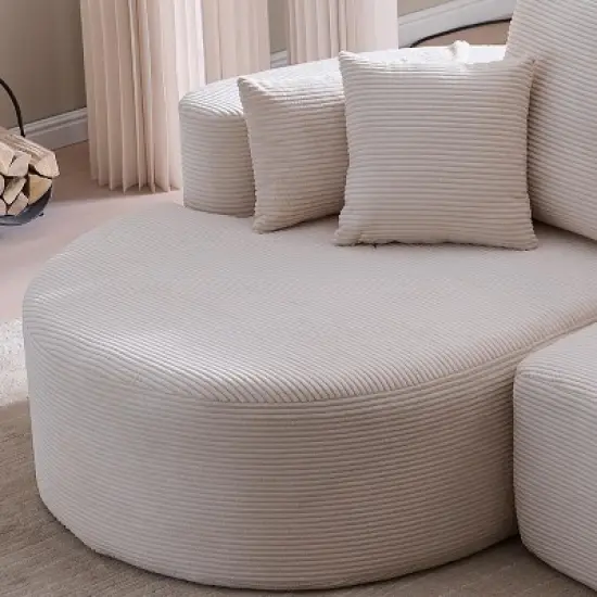 Christopher Knight Home Shamus 106" Modern Cozy Upholstered 4 Seater Curved Sectional Sofa with 7 Pillows image {1}