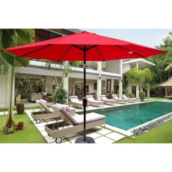 Kumasinova 10FT Outdoor Umbrella with Crank Tilt,Patio Umbrella with 8 Ribs,Beach Umbrella for Garden,Outdoor Umbrellas for Patio&Decks,Red image {5}