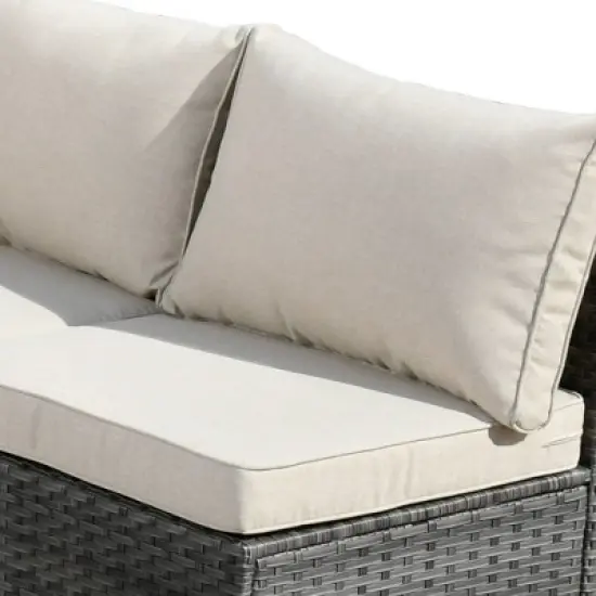 Venice 10pc Wicker Outdoor Patio Furniture Set Conversation Sofa with a Storage Fire Pit, Swivel Chair and Cushions image {11}