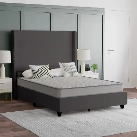 Emma and Oliver Premium ComfortMedium Firm Hybrid Innerspring Mattress in a Box with Knitted Fabric Top and CertiPUR-US Certified Foam image {1}