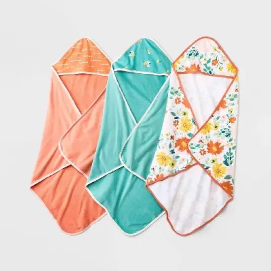 Baby Girls' 3pk Floral Meadow Hooded Towel - Cloud Island&trade; image {2}